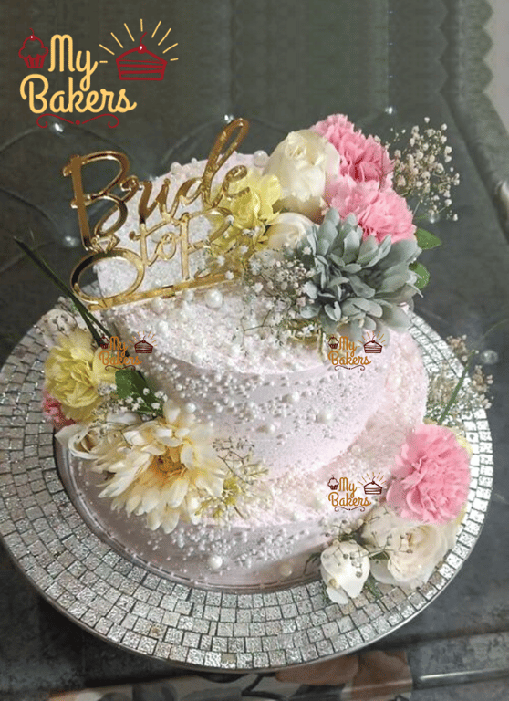 Bride To Be Flower 2 Tier Cake