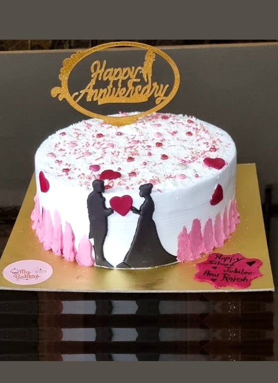 Couple Heart Hold Anniversary Cake