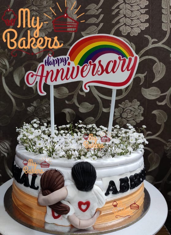 Love Bond Anniversary Fondant Cake