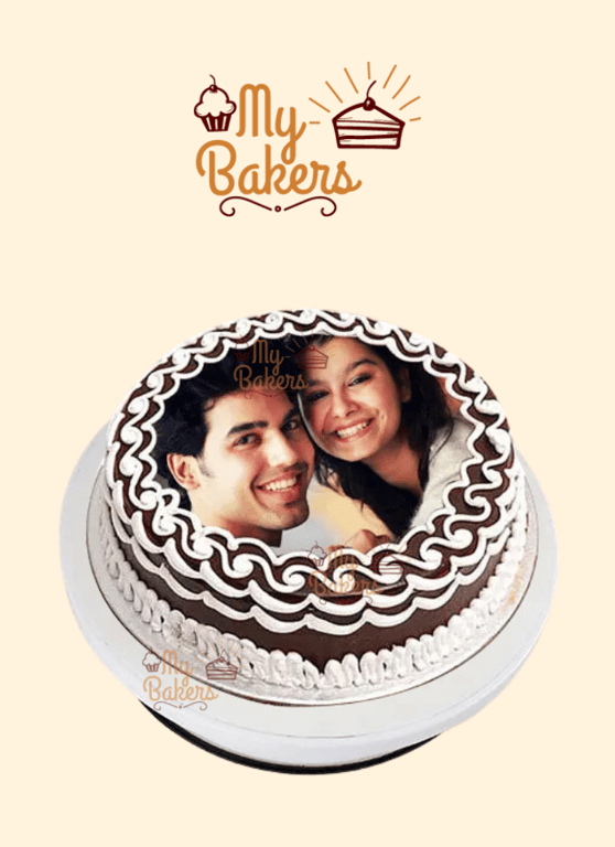 Chocolate Vanilla Couple Photo Cake