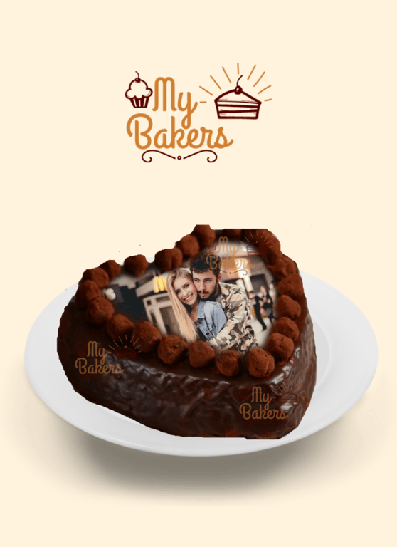 Delicious Chocolate Balls Heart Photo Cake