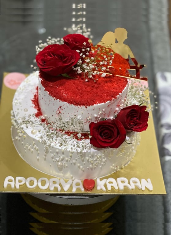 Red Velvet Anniversary Two Tier Cake