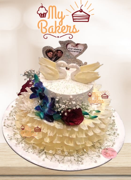 Swan Theme Anniversary Cake