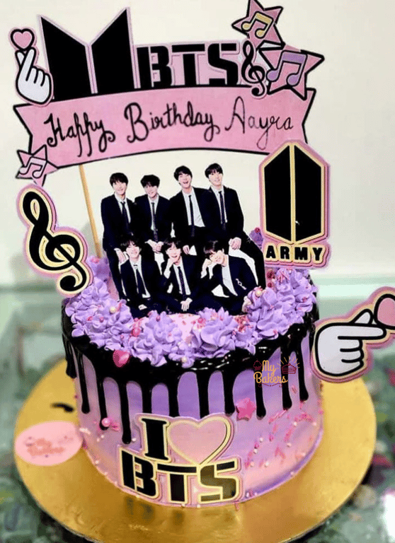 BTS Theme Dripping Birthday Cake