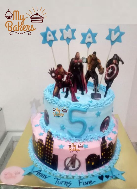 Avengers Theme 2 Tier Cake