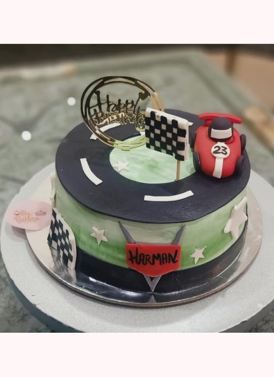 Car Racing Theme Birthday Cake