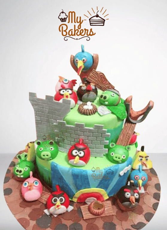 Customized Angry Bird Theme Cake