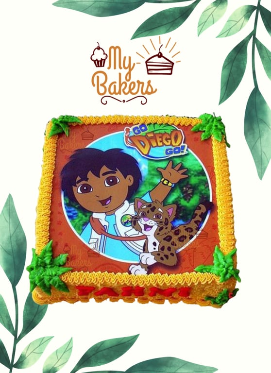 Go Diego Go Cartoon Theme Cake - Kollam