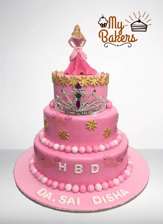 Lovely Pink Princess 3 Tier Cake 
