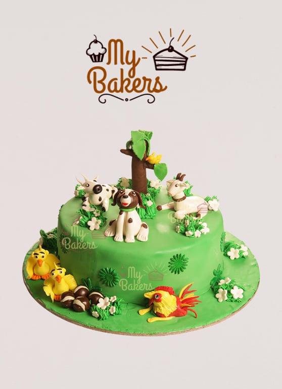 Pet Animals Theme Cake - Rohtak