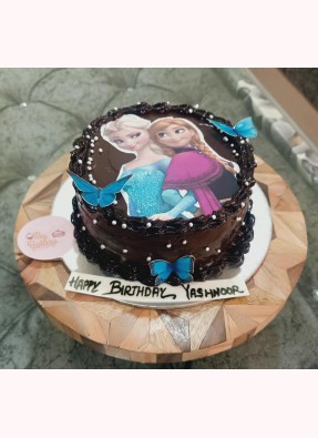 Frozen Theme Photo Chocolate Cake