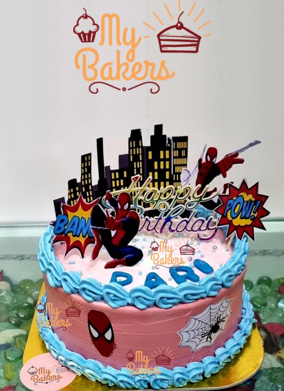Spiderman Town Birthday Cake