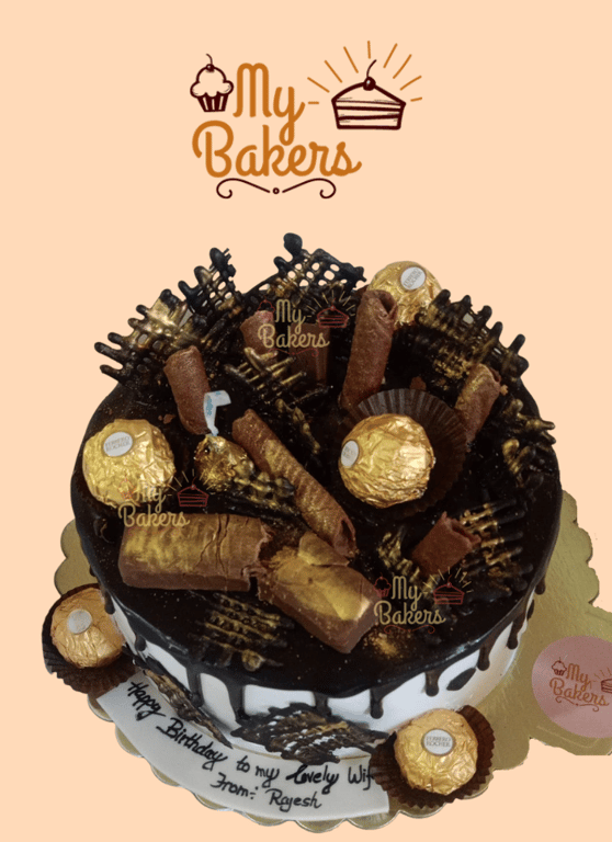 Dark Chocolate Cake With 8 Ferrero Rocher Balls