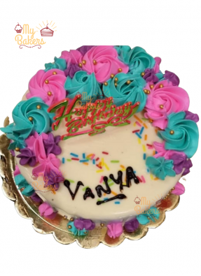 Delicious Creamy Flower Birthday Cake