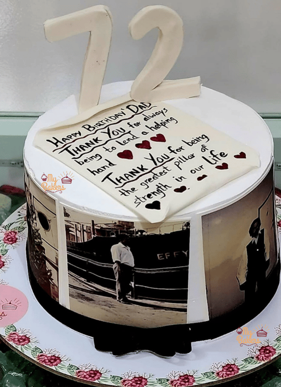 Hand Note Edible Love Photo Theme Cake