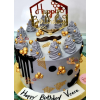 Luscious Chocolate Drips Moustache Theme Birthday Cake
