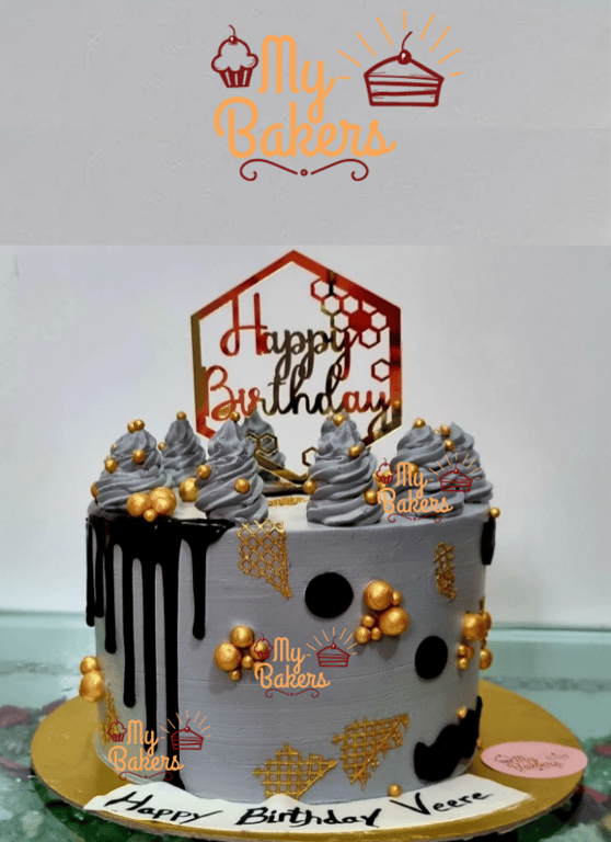 Luscious Chocolate Drips Moustache Theme Birthday Cake