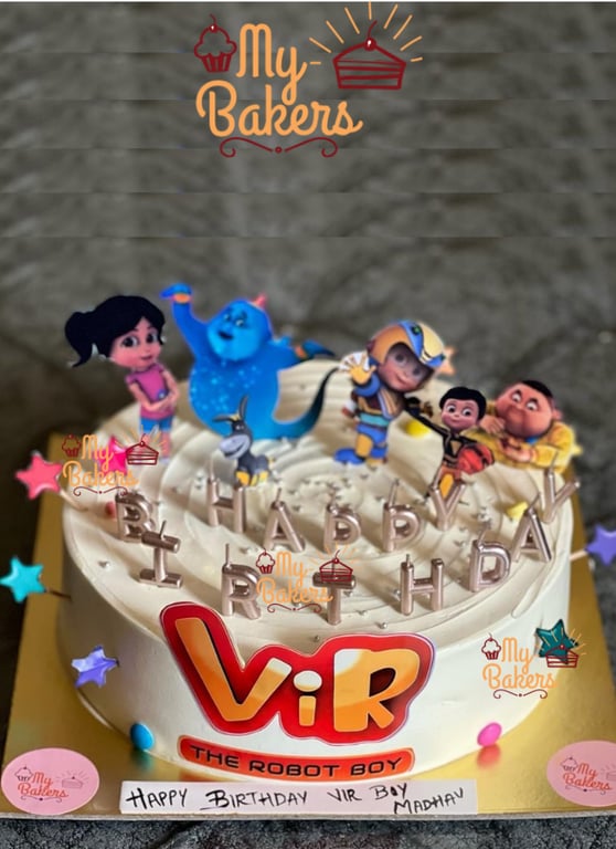 Luscious VIR Robot Theme Birthday Cake
