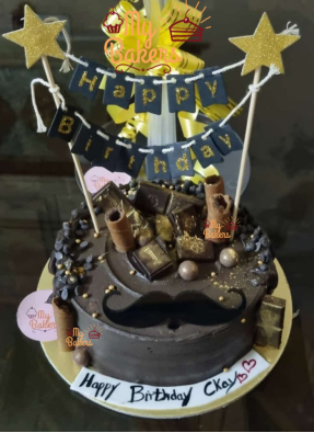 Moustache Theme Chocolate Birthday Cake