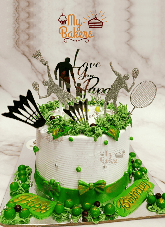 Badminton Theme Papa Birthday Cake