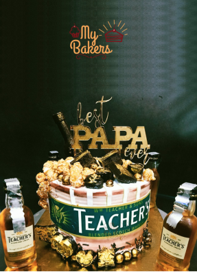 Best Papa Ever Chocolate Cake With 4 Teachers Blended Whisky