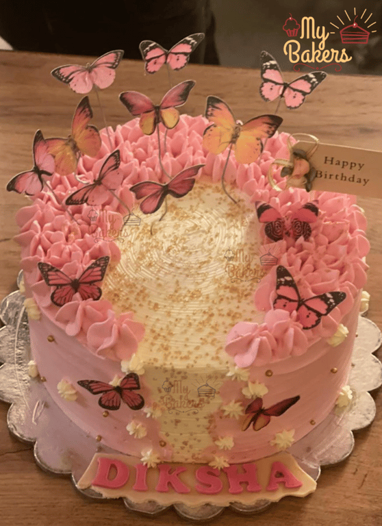 Butterfly Theme Strawberry Cake