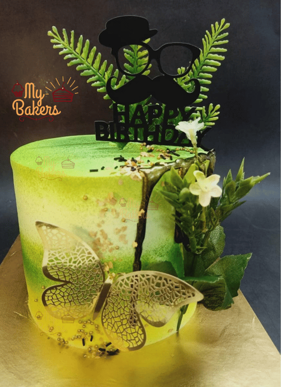 Delicous Happy Birthday Green Theme Cake