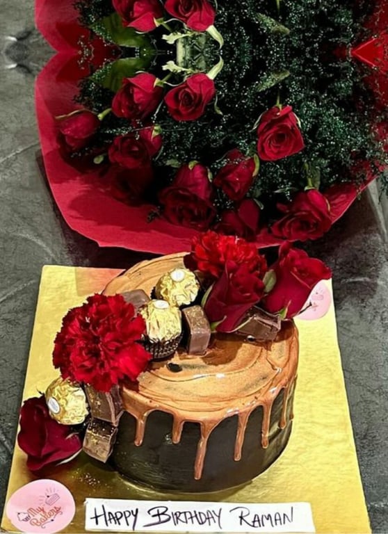 Rich Creamy Chocolate Cake With Red Rose