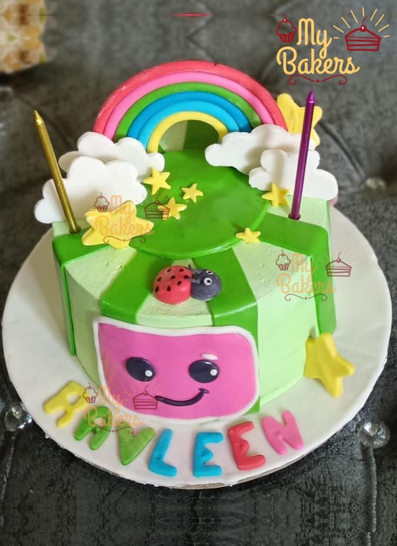 Smiley Rainbow Birthday Cake