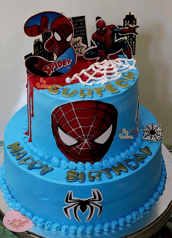 Delightful Two Tier Spiderman Cakes