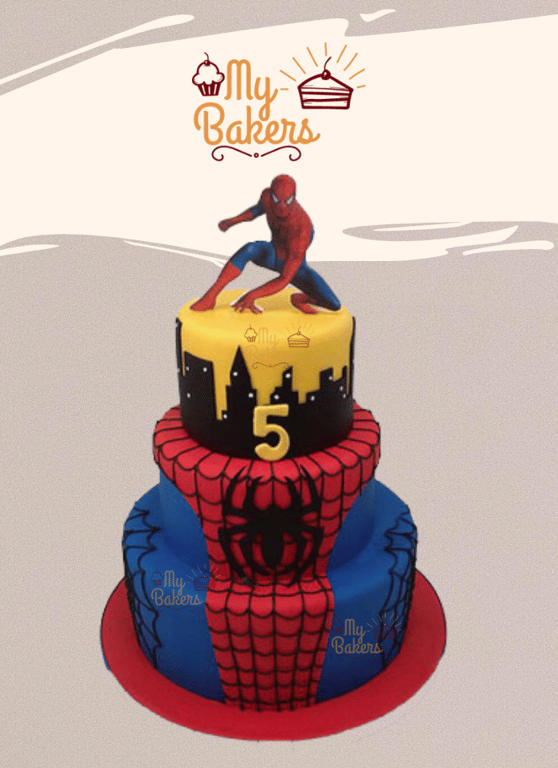 Fondant Spiderman Theme Cake