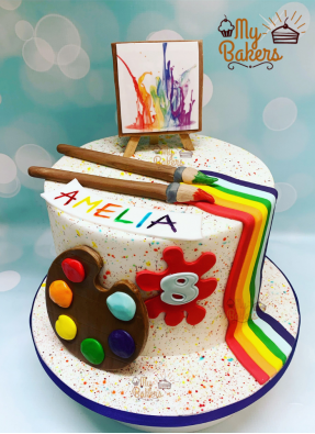 Canvas Painting Colour Theme Cake