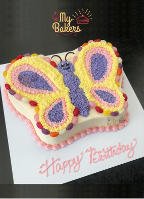 Lovely Butterfly Shape Theme Cake