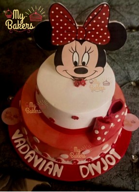 2 Tier Minnie Mouse Theme Cake