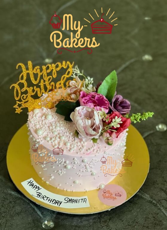 Yummy Pearls Birthday Flower Cake
