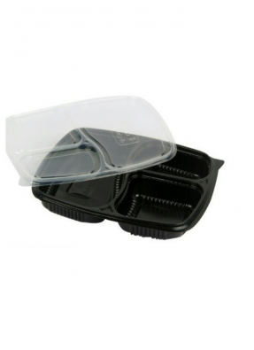 3 CP Mini Meal Tray with lid Black pack of 10