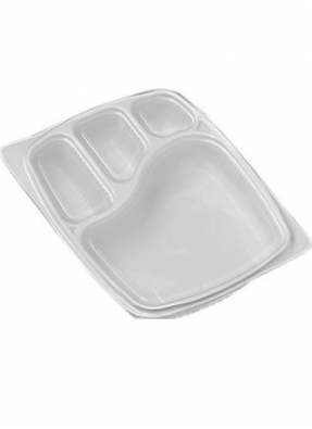 4 CP Meal Tray with lid White pack of 10