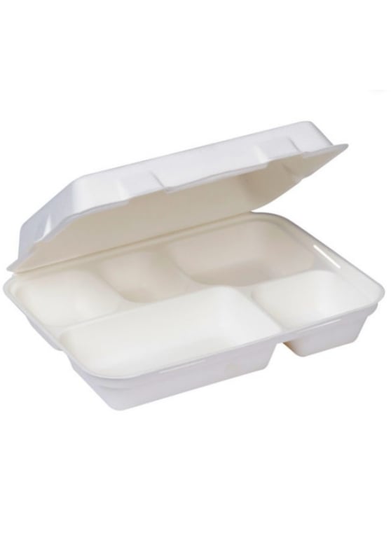 Biodegradable 5 CP Meal tray with lid 11.5 inch pack of 10