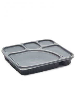 5 CP Meal Tray with lid Black pack of 10