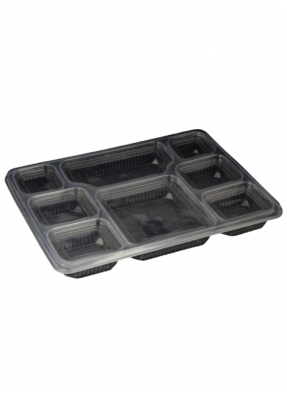 8 CP Meal Tray with lid Black pack of 10