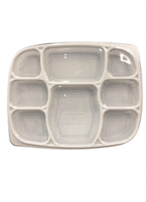 8 CP Deluxe Meal tray with lid White pack of 10