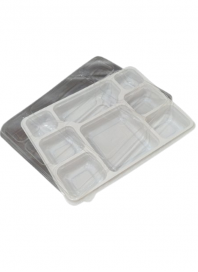 8 CP Meal Tray with lid White pack of 10