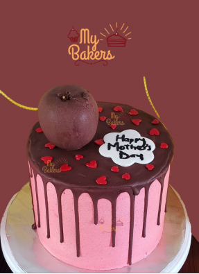 Delicious Chocolate Apple With Red Heart Sprinkles Mothers Day Cake