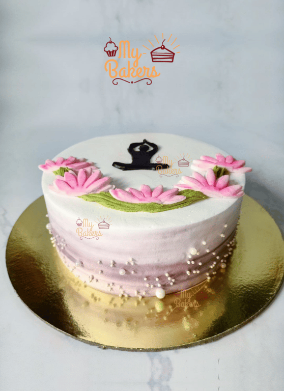 Edible Flower Yoga Theme Cake