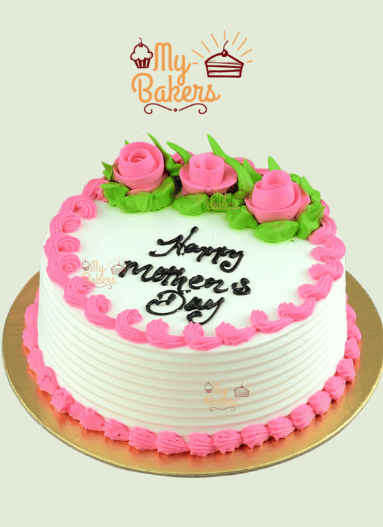 Edible Pink Rose Mothers Day Theme Cake
