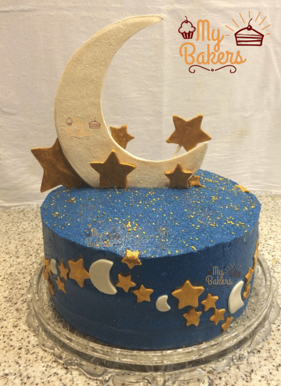 Eid Ul Fitr Half Moon And Stars Theme Cake