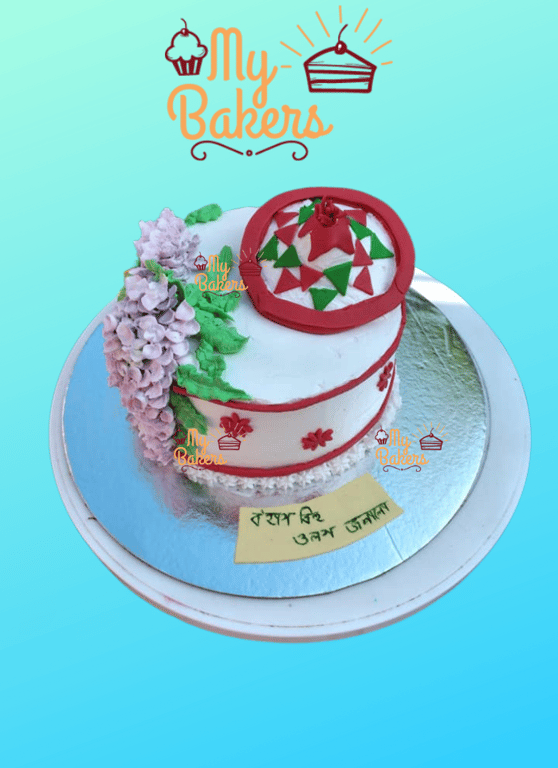 Fondant Flower Bihu Theme Cake