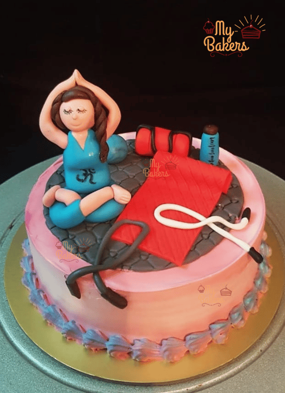 Fondant Yoga Theme Cake Girl With Yoga Kit