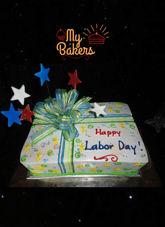 Happy Labour Day Gift Wrap Theme Cake