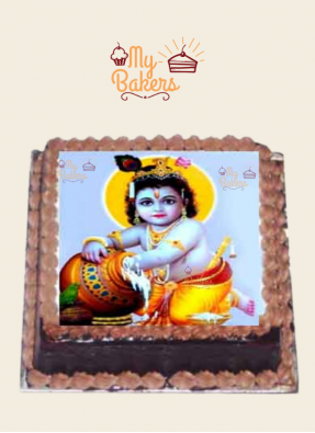 Janmashtmi Krishan Ji Photo Theme Cake